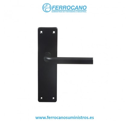 JUEGO MANIVELA PUERTA ALUMINIO AMIG AL4P NEGRO CON PLACA