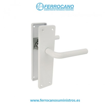 JUEGO MANIVELA PUERTA ALUMINIO AMIG AL4P BLANCO CON PLACA