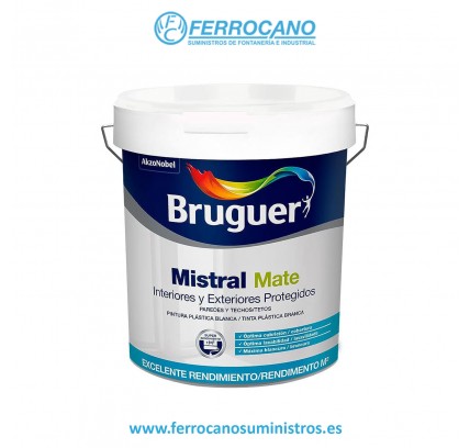 PINTURA PLÁSTICA BLANCO MATE BRUGUER MISTRAL 4 LITROS