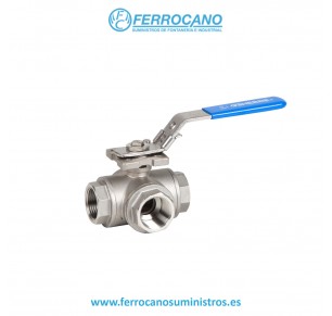 VALVULA ESFERA INOX GENEBRE 3 VIAS PASO T 1/2" 204
