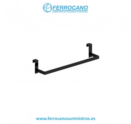 TOALLERO BAÑO COLGANTE MANILLONS BARRA RECTANGULAR 37CM NEGRO 6345