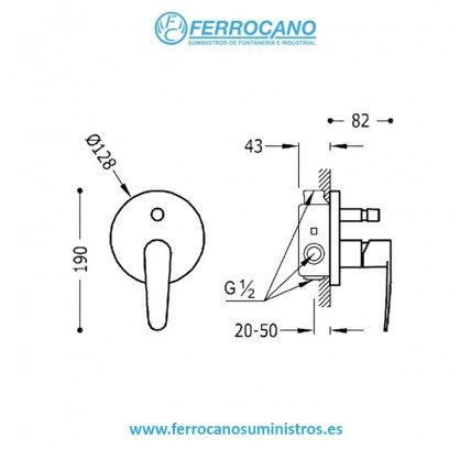 MONOMANDO DUCHA EMPOTRADO FLAT-TRES 20418001
