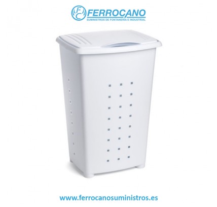 CESTO ORDENACIÓN TATAY ROPA CON TAPA BLANCO 60 LITROS