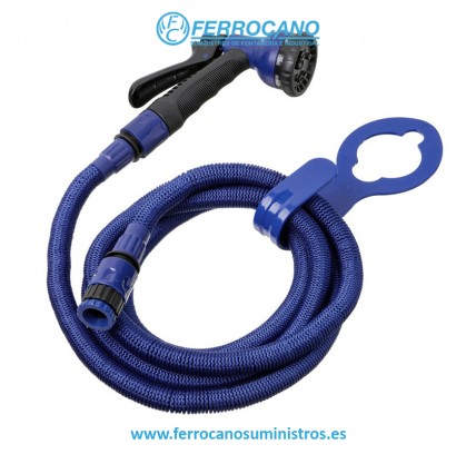 MANGUERA RIEGO EXTENSIBLE TATAY 7,5 METROS TRICAPA AZUL