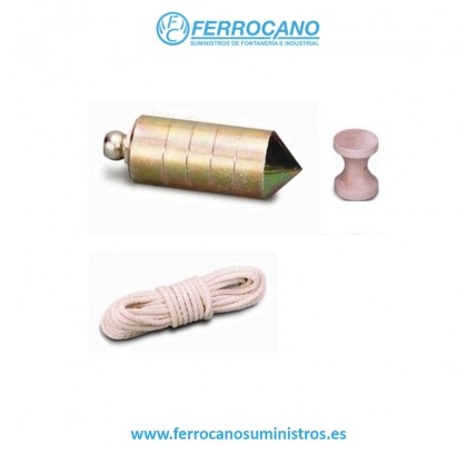 PLOMADA ALBAÑIL NUSAC NUEZ MADERA JUEGO HIERRO LATON 0500GR