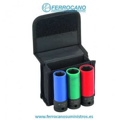 SET 3 VASOS IMPACTO TEFLONADOS BOSCH (17,19,21 MM) 85 MM
