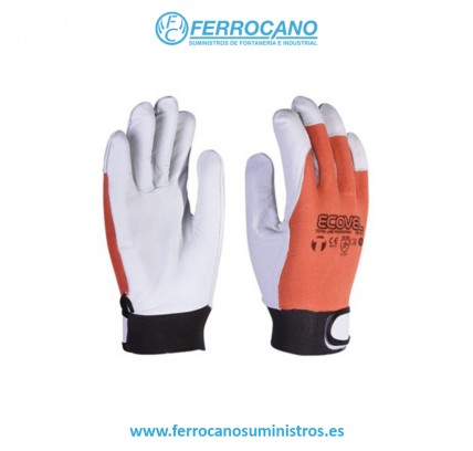 GUANTE MULTIUSO 3L CON CIERRE TEXTIL ECO VEL PIEL FLOR CABRA NATURAL XL