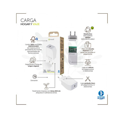 CARGADOR PARED MUVIT USB TIPO C 30W