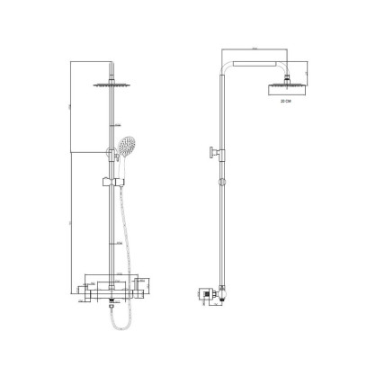 COLUMNA DUCHA MONOMANDO SKY BATH ROCK PVD NEGRO MATE