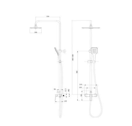 COLUMNA DUCHA MONOMANDO SKY BATH INFINITE PVD NEGRO MATE Y ORO ROSA