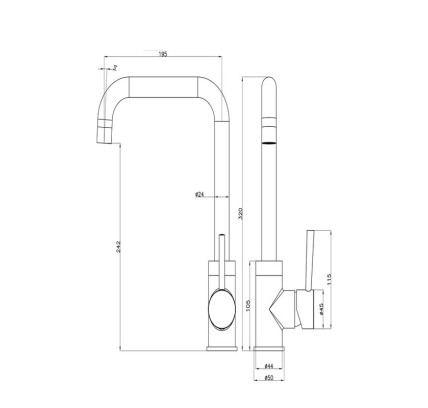 MONOMANDO FREGADOR SKY BATH COMFORT PVD NEGRO CRISTAL