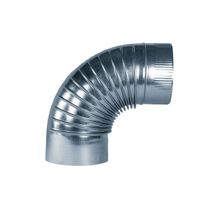 CODO ESTUFA RIZADO Ø 175-90º GALVANIZADO