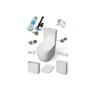 INODORO PMR MOSS COMPACTO RIMLESS S/DUAL BLANCO BRILLO