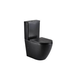 INODORO GENOVA COMPACTO S/DUAL TANQUE+ASIENTO+TAPA SLIM AMORTIGUADA NEGRO MATE