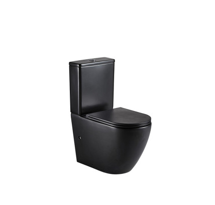 INODORO GENOVA COMPACTO S/DUAL TANQUE+ASIENTO+TAPA SLIM AMORTIGUADA NEGRO MATE