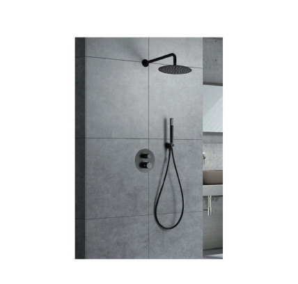 CONJUNTO DUCHA EMPOTRADA TERMOSTÁTICO IMEX LINE BLACK GUN METAL GTD038/BGM