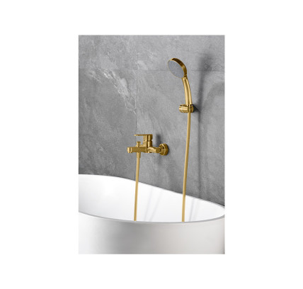 CONJUNTO MONOMANDO BAÑO IMEX ROMA ORO CEPILLADO BDR001-4OC