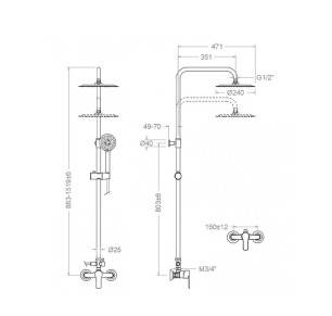 COLUMNA DUCHA MONOMANDO EXTENSIBLE RAMON SOLER TITANIUM CROMO 187402 RP240