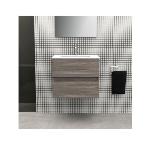 CONJUNTO MUEBLE BAÑO CANCUN 60CM 2 CAJONES+ESPEJO+ENCIMERA GRIS M