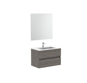 CONJUNTO MUEBLE BAÑO CANCUN 60CM 2 CAJONES+ESPEJO+ENCIMERA GRIS M