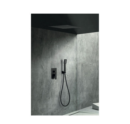 CONJUNTO DUCHA EMPOTRADO TECHO IMEX VOLGA NEGRO MATE GET015/NG