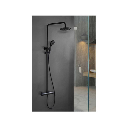 COLUMNA DUCHA TERMOSTATICA IMEX KENT NEGRO MATE BTK017/NG