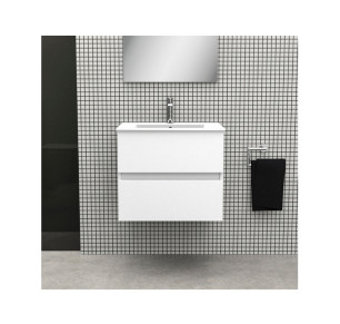 CONJUNTO MUEBLE BAÑO CANCUN 80CM 2 CAJONES+ESPEJO+ENCIMERA BLANCO