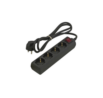 BASE MULTIPLE 4 TOMAS CON CABLE 3X1.5 1.5 METROS + INTERRUPTOR NEGRO