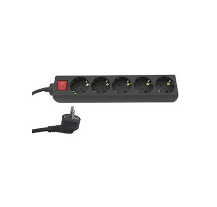 BASE MULTIPLE 5 TOMAS 3X1.5 1.5 METROS + INTERRUPTOR NEGRO