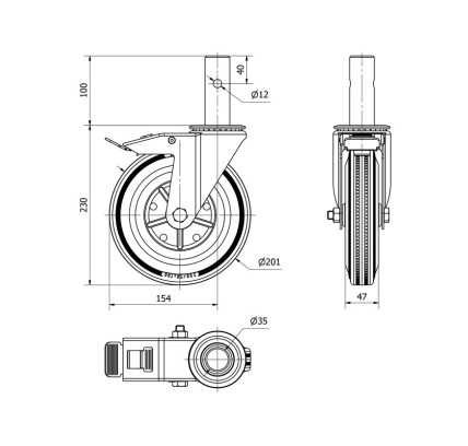 RUEDA ANDAMIO C/FRENO ALEX SERIE 200-200 TW0057
