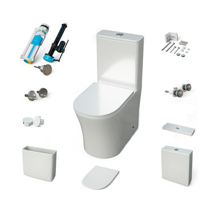 INODORO PARIS COMPACTO S/DUAL TANQUE+ASIENTO+TAPA SLIM AMORTIGUADA BLANCO BRILLO
