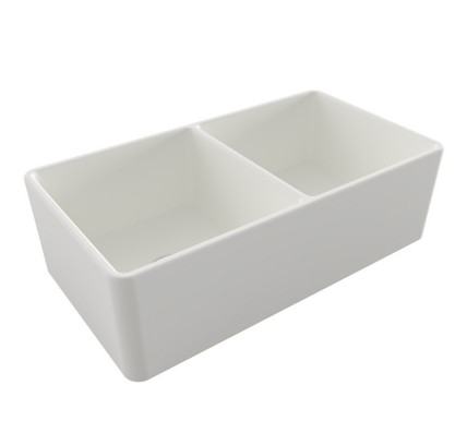 FREGADERO CERAMICO SEMIENCASTRADO HARO 2 SENOS 838X457X254 MM BLANCO BRILLO