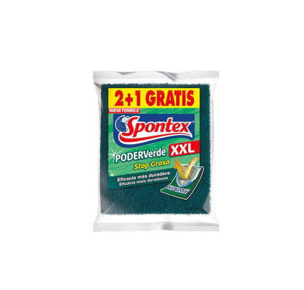 ESTROPAJO FIBRA VERDE (2+1 UDS) XXL SPONTEX