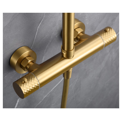 COLUMNA DUCHA TERMOSTÁTICA IMEX GENOVA ORO CEPILLADO BTG053/OC
