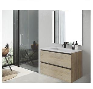 CONJUNTO MUEBLE BAÑO VISOBATH GRANADA 100CM 2 CAJONES + LAVABO + ESPEJO