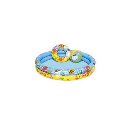 PISCINA INFANTIL 122X20CM PECES CON FLOTADOR Y CON BALON