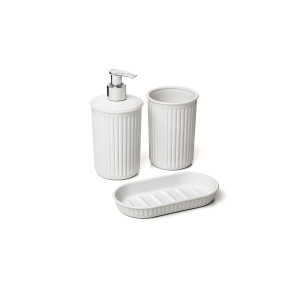 SET VASO + DOSIFICADOR + JABONERA BAÑO BLANCO PERGAMON BAOBAB TATAY