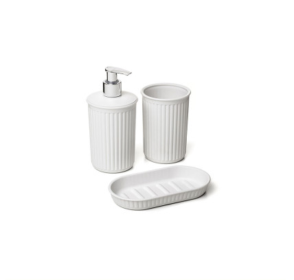 SET VASO + DOSIFICADOR + JABONERA BAÑO BLANCO PERGAMON BAOBAB TATAY