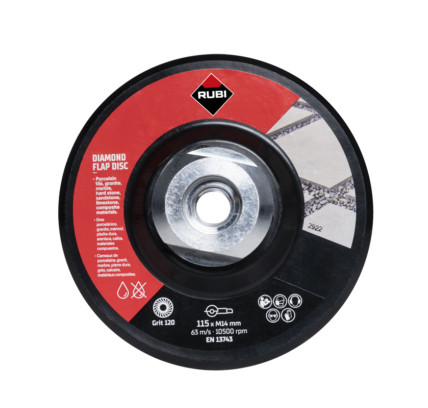 DISCO LAMINAS DIAMANTE DESBASTE PORCELANICO RUBI GRIT 115MM MEDIO
