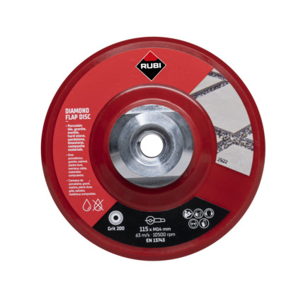DISCO LAMINAS DIAMANTE DESBASTE PORCELANICO RUBI GRIT 115MM FINO