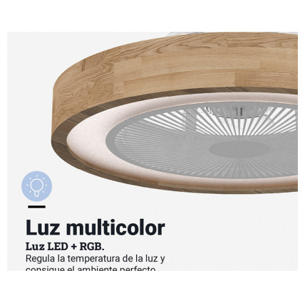 VENTILADOR TECHO TRAMONTANA Ø49 7 ASPAS 6 VELOCIDADES DC WIFI MADERA