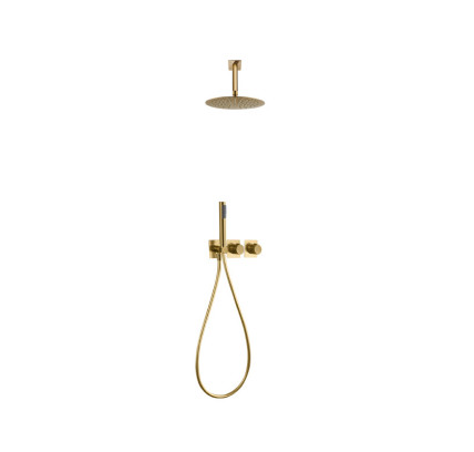 CONJUNTO DUCHA EMPOTRADO TERMOSTÁTICO TECHO IMEX NEPAL ORO CEPILLADO GTN062/OC