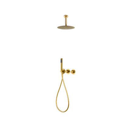 CONJUNTO DUCHA EMPOTRADO TERMOSTÁTICO TECHO IMEX BREDA ORO CEPILLADO GTB056/OC