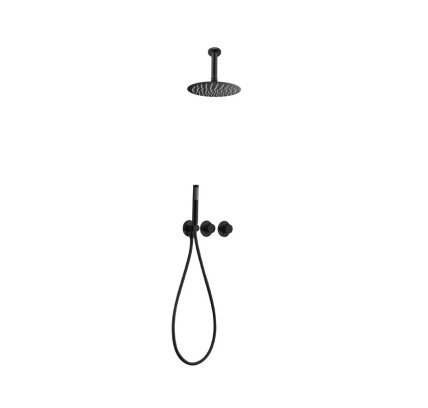 CONJUNTO DUCHA EMPOTRADO TERMOSTÁTICO TECHO IMEX BREDA NEGRO MATE GTB056/NG
