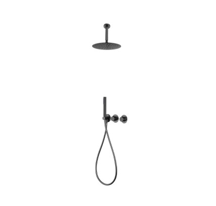CONJUNTO DUCHA EMPOTRADO TERMOSTÁTICO TECHO IMEX BREDA BLACK GUN METAL GTB056/BGM