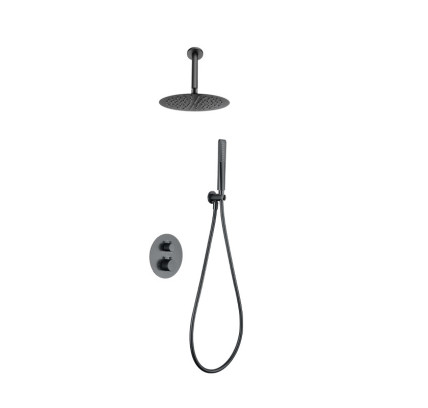 CONJUNTO DUCHA EMPOTRADO IMEX NAPOLES/SALERNO BLACK GUN METAL GTS060/BGM