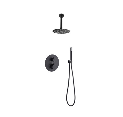 CONJUNTO DUCHA EMPOTRADO TERMOSTÁTICO IMEX TÍVOLI NEGRO MATE GTT039/NG