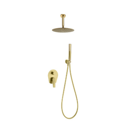 CONJUNTO DUCHA EMPOTRADO MONOMANDO IMEX PAROS ORO CEPILLADO GPP057/OC