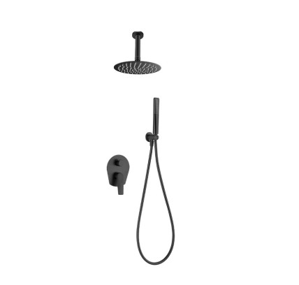 CONJUNTO DUCHA EMPOTRADO MONOMANDO IMEX PAROS NEGRO MATE GPP057/NG