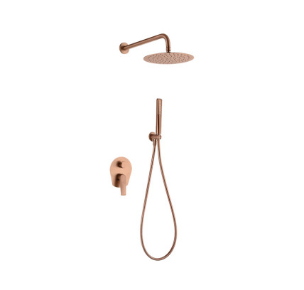 CONJUNTO DUCHA EMPOTRADO MONOMANDO IMEX DELOS ORO ROSA CEPILLADO GPD055/ORC